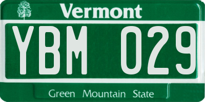 VT license plate YBM029