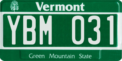 VT license plate YBM031