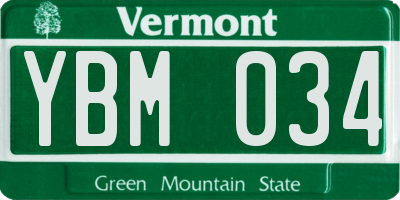 VT license plate YBM034