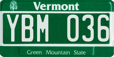 VT license plate YBM036
