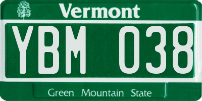 VT license plate YBM038
