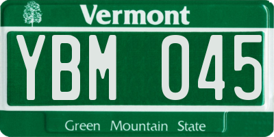 VT license plate YBM045