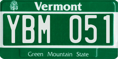 VT license plate YBM051