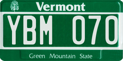 VT license plate YBM070