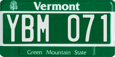VT license plate YBM071