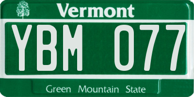 VT license plate YBM077