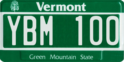 VT license plate YBM100