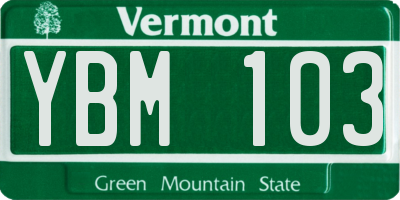 VT license plate YBM103