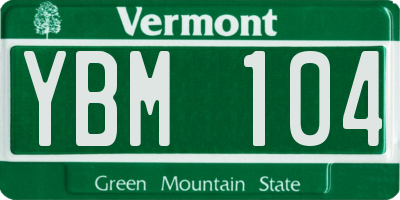 VT license plate YBM104