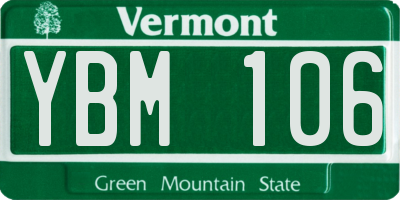 VT license plate YBM106