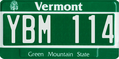 VT license plate YBM114