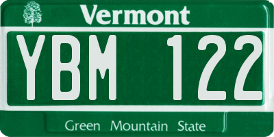VT license plate YBM122