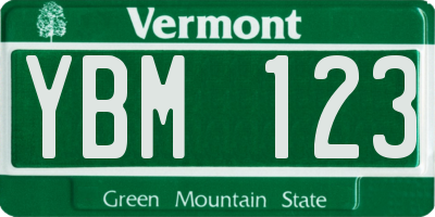 VT license plate YBM123