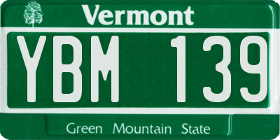 VT license plate YBM139