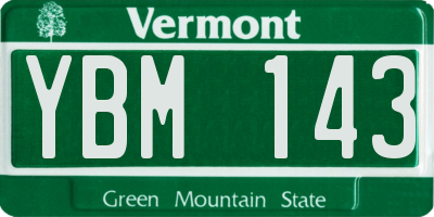 VT license plate YBM143
