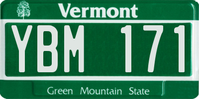 VT license plate YBM171