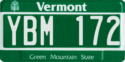 VT license plate YBM172
