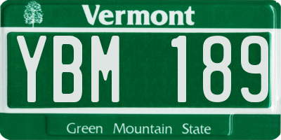 VT license plate YBM189