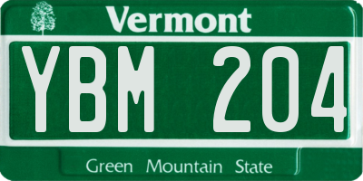 VT license plate YBM204