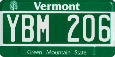 VT license plate YBM206