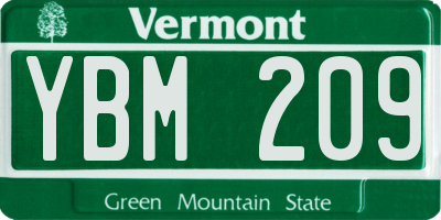 VT license plate YBM209