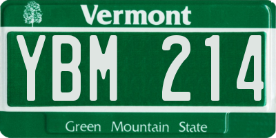 VT license plate YBM214