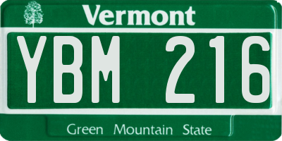 VT license plate YBM216