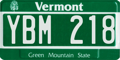 VT license plate YBM218