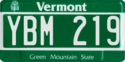 VT license plate YBM219