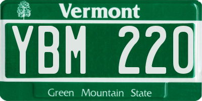 VT license plate YBM220