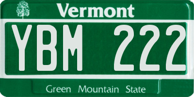 VT license plate YBM222