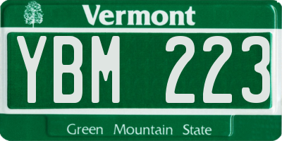VT license plate YBM223