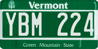 VT license plate YBM224