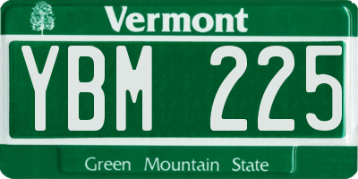 VT license plate YBM225