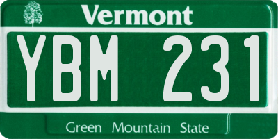 VT license plate YBM231