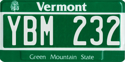 VT license plate YBM232