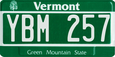 VT license plate YBM257