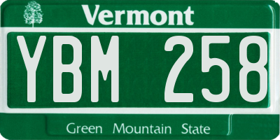 VT license plate YBM258