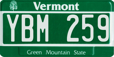 VT license plate YBM259