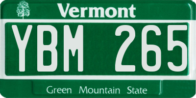 VT license plate YBM265