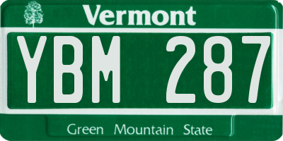 VT license plate YBM287