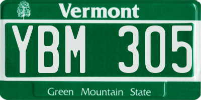 VT license plate YBM305