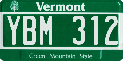 VT license plate YBM312