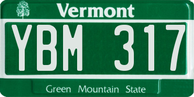 VT license plate YBM317