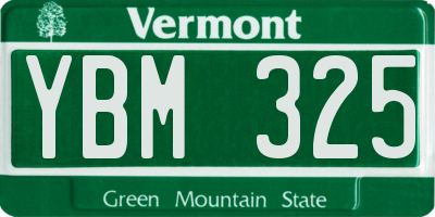 VT license plate YBM325