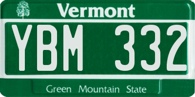 VT license plate YBM332