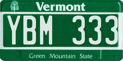 VT license plate YBM333