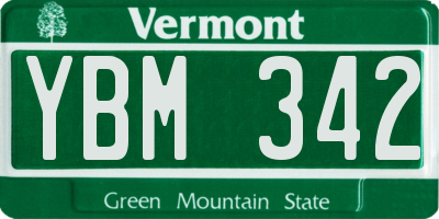 VT license plate YBM342