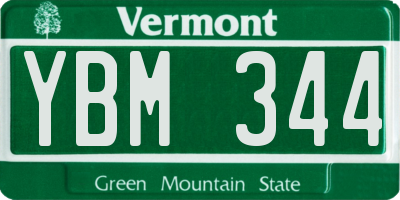 VT license plate YBM344