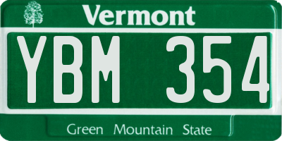 VT license plate YBM354
